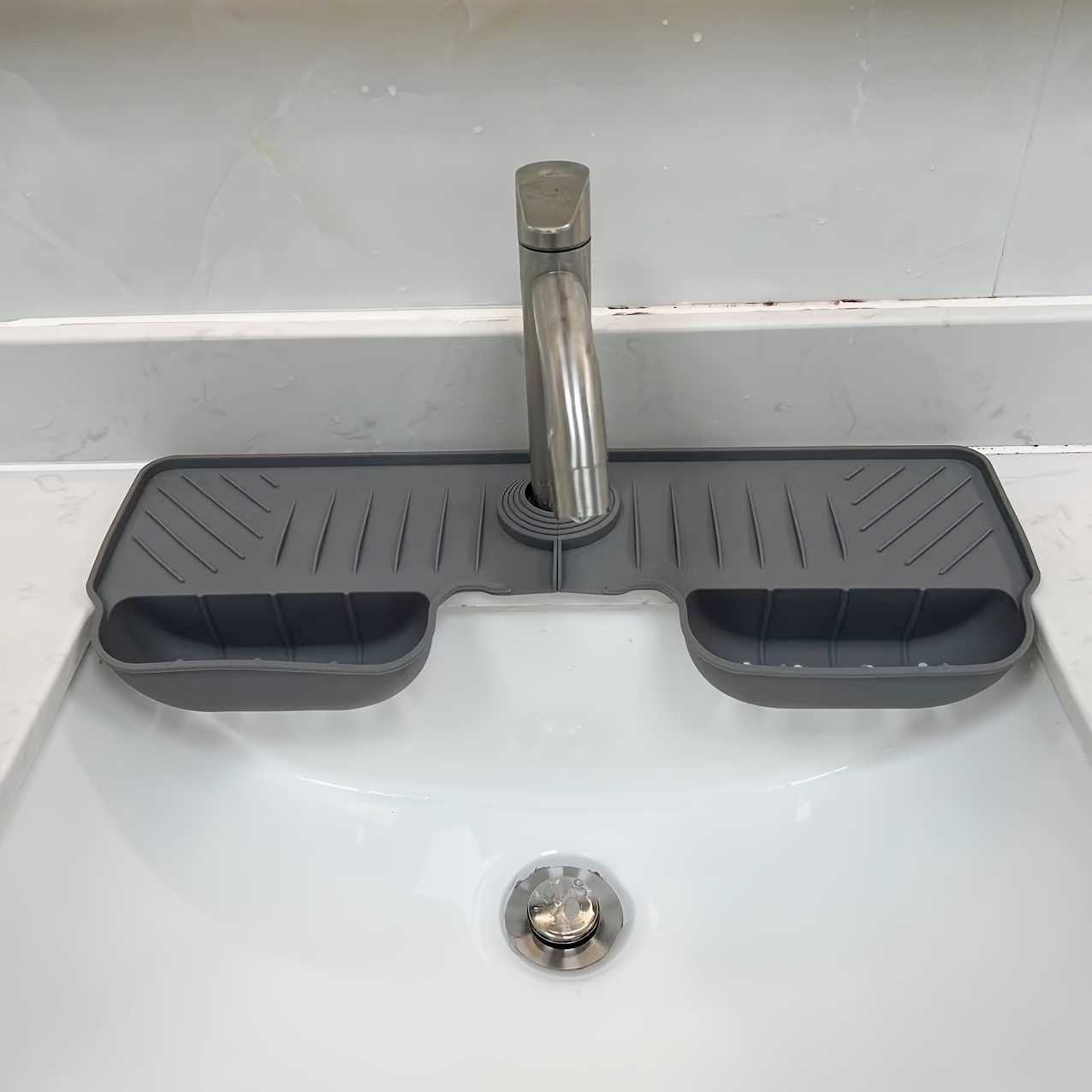 Silicone Faucet Mat For Kitchen Sink, Sponge Drain Rack, Adjustable Sink  Mat, Faucet Splash Catcher, Bathroom Countertop Protector, Kitchen  Accessories - Temu