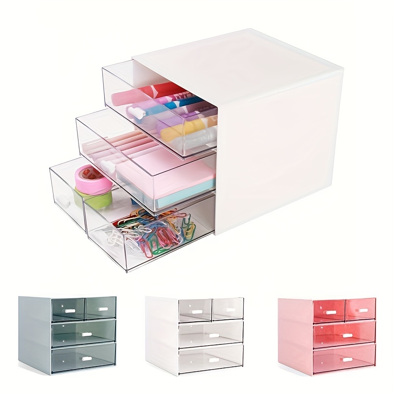 Comix Organizador de escritorio con 6 cajones, cajones rectangulares de  escritorio, almacenamiento de maquillaje de plástico, organizador de