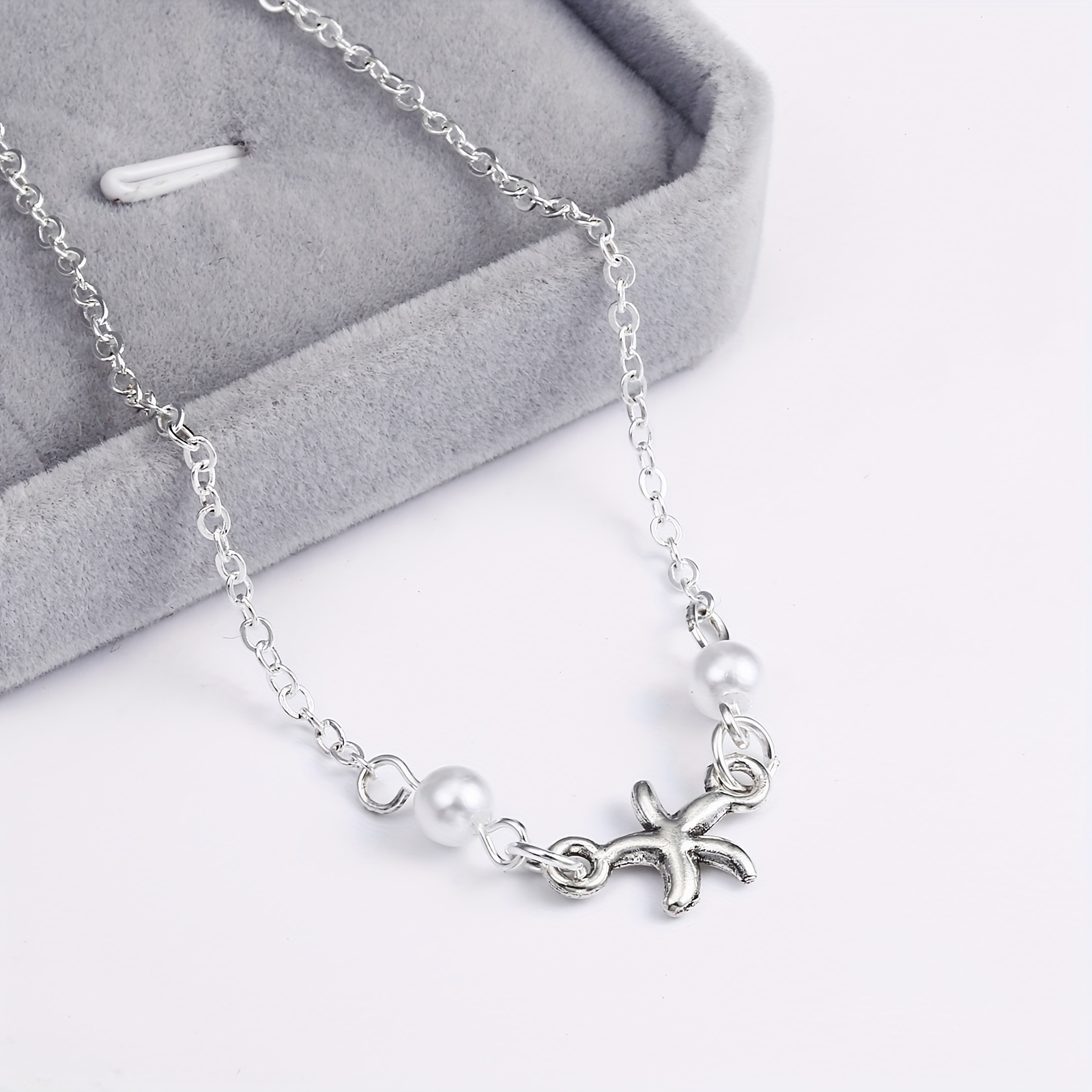 Beach Style Starfish Faux Pearl Anklet