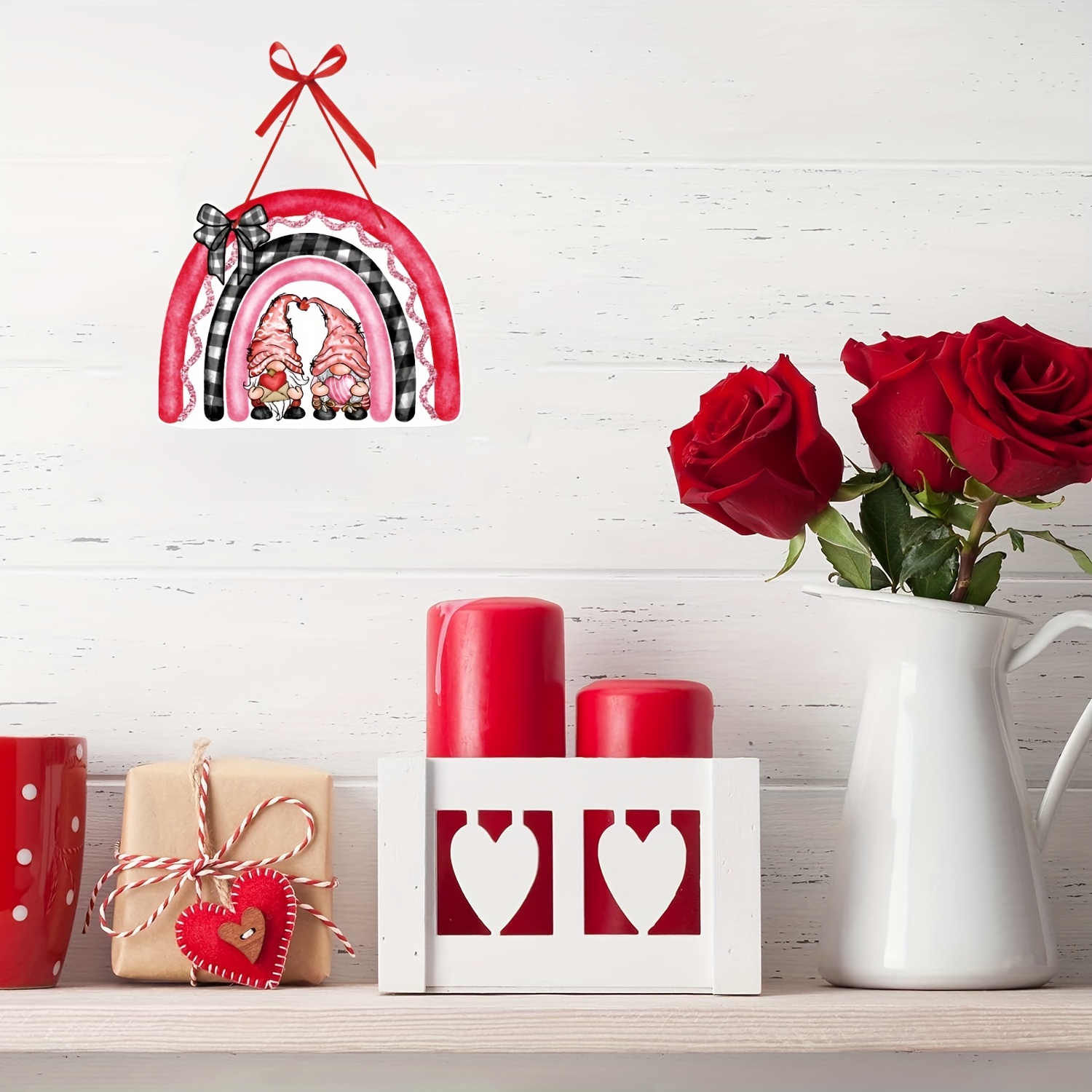 1Set Valentines Day Decorations Banner Door Porch Sign Hanging Love Heart  Wall Pendant Door Decoration Valentine Party Supplies 