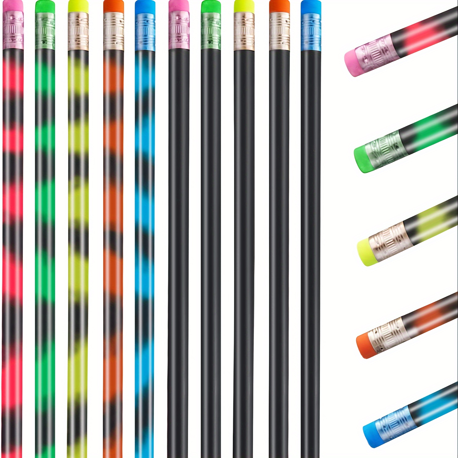 Multicolorful Pencils Wooden Pencil With Eraser Novelty Kids - Temu