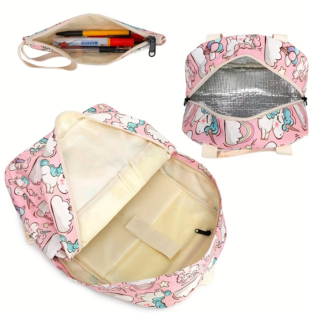 Airplane Student Backpack Set 4PCS School Shoulder Bag Cooler Lunch Box Pen  Bag