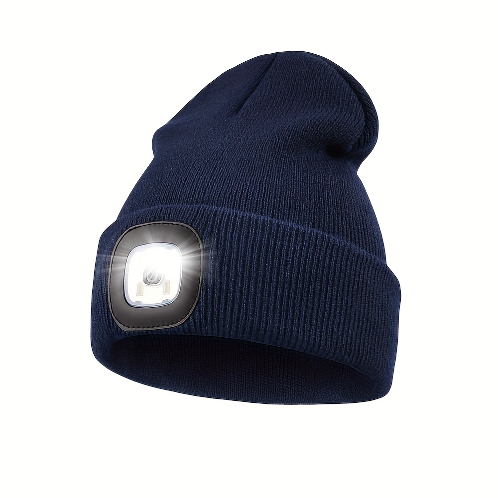 Bonnet LED avec lumière, unisexe 4 LED USB rechargeable lampe