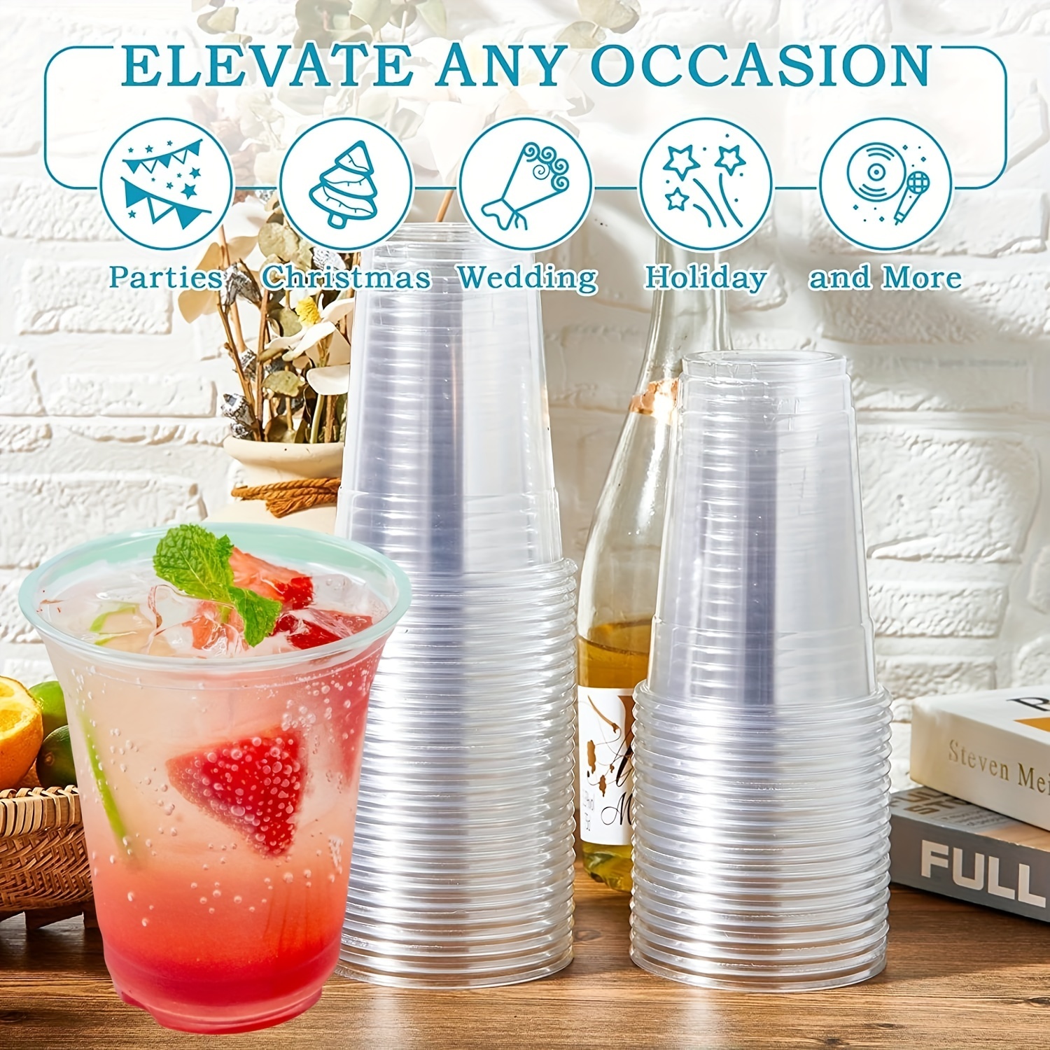 Crystal Clear Party Cups, 5oz or 9oz Disposable Plastic Cups