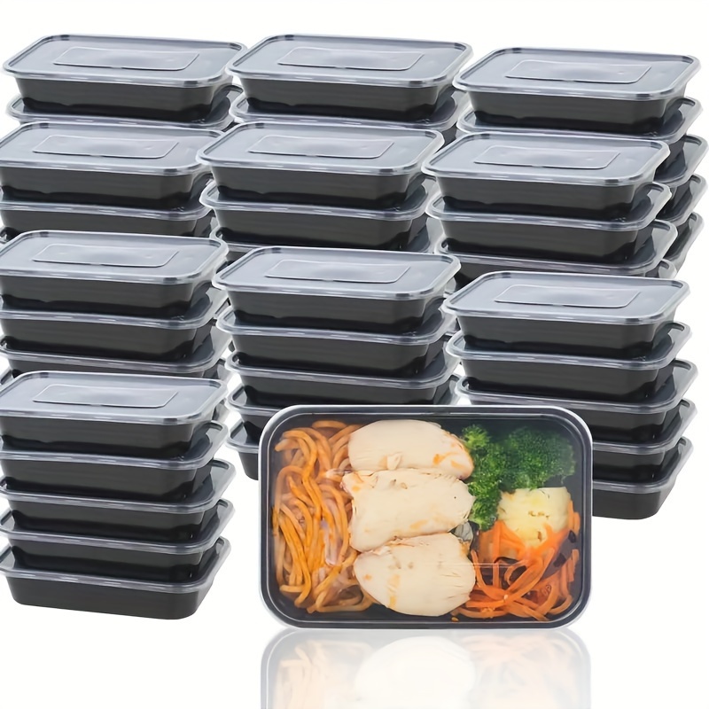 50pcs, Meal Prep Containers, 33.81oz 3 Compartments Plastic Food Storage  Containers With Lids, To Go Containers, Disposable Lunch Boxes, Bento Boxes