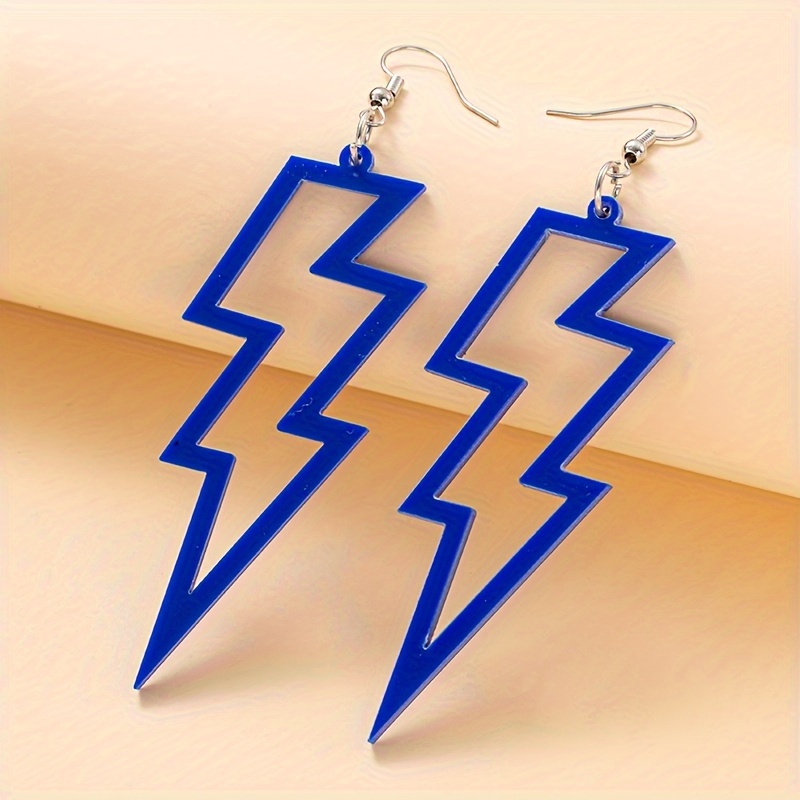 Colorful Lightening Dangle Earrings Punk Style Acrylic Jewelry