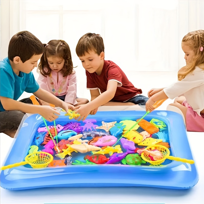 Kids Fishing Toy Set Inflatable Pool Magnetic Puzzle Cat - Temu