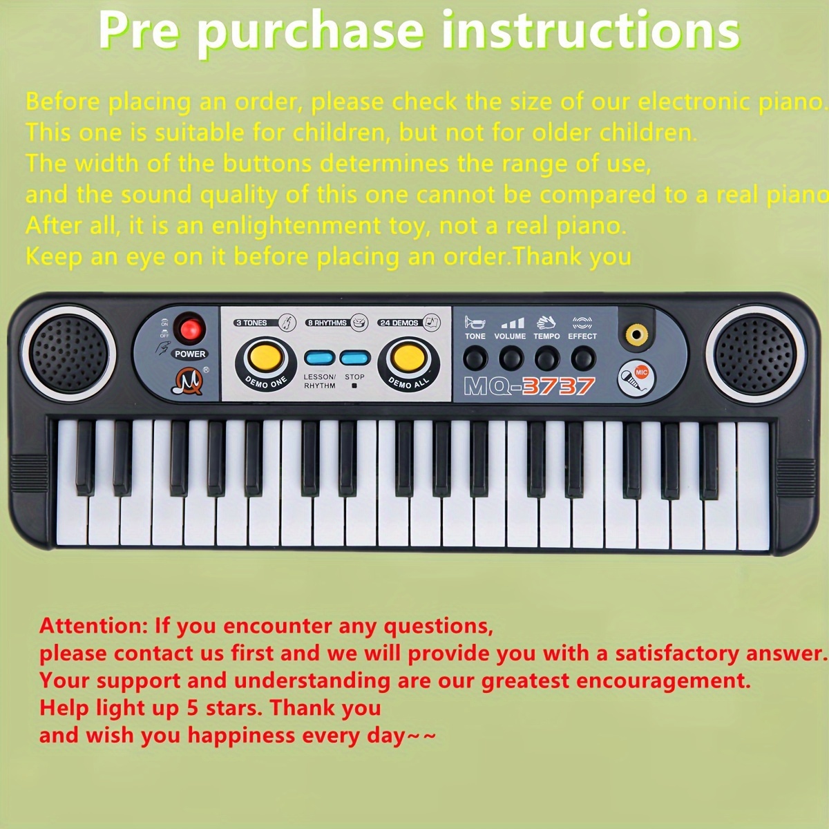 37-key Single-channel Electronic Organ: Perfect Educational Toy