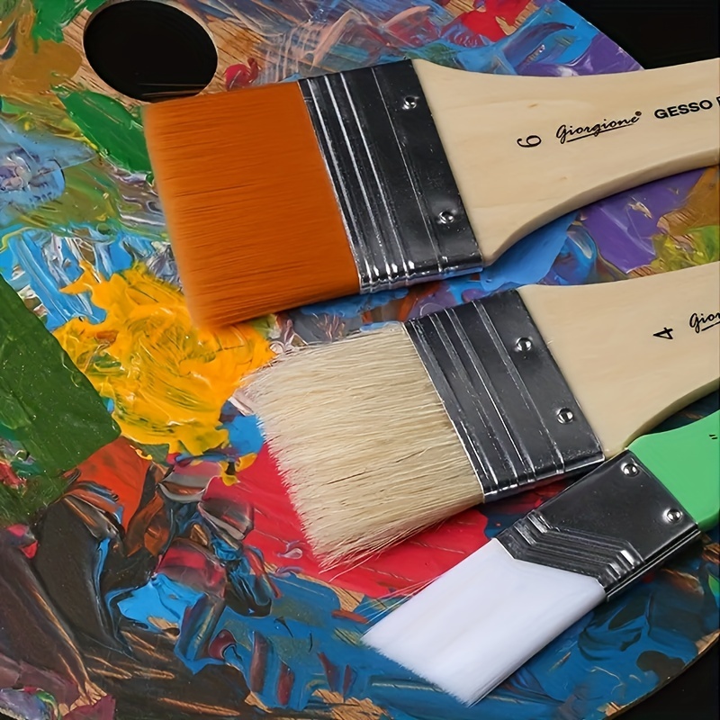 Plate Brush Set Bristle Nylon Oil Painting Acrylic Gouache - Temu