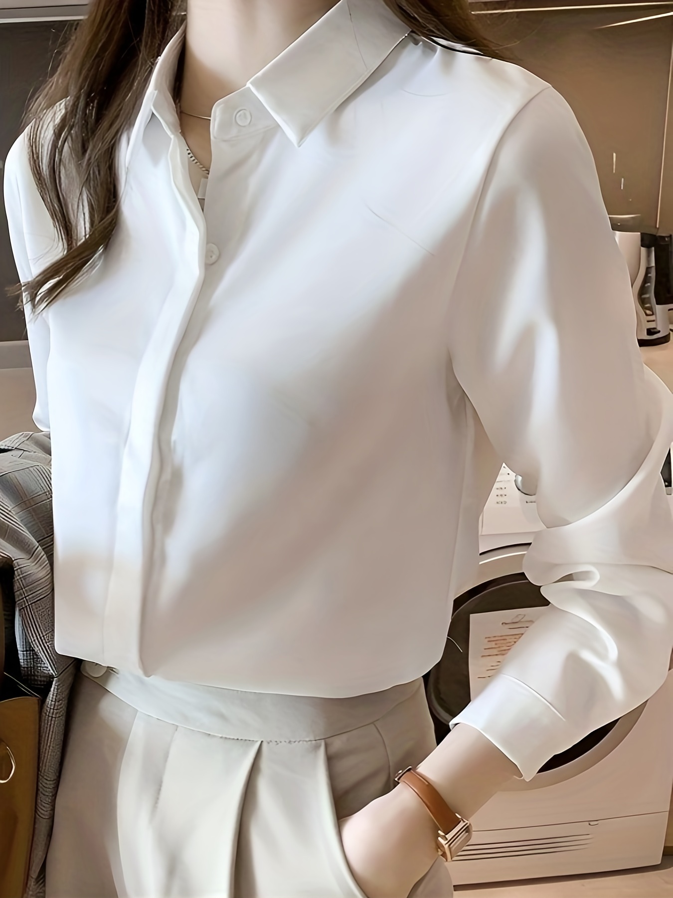 Blusa feminina com decote em V elegante simples babado manga curta cor  sólida blusas femininas Blusa Mujer Blusas femininas
