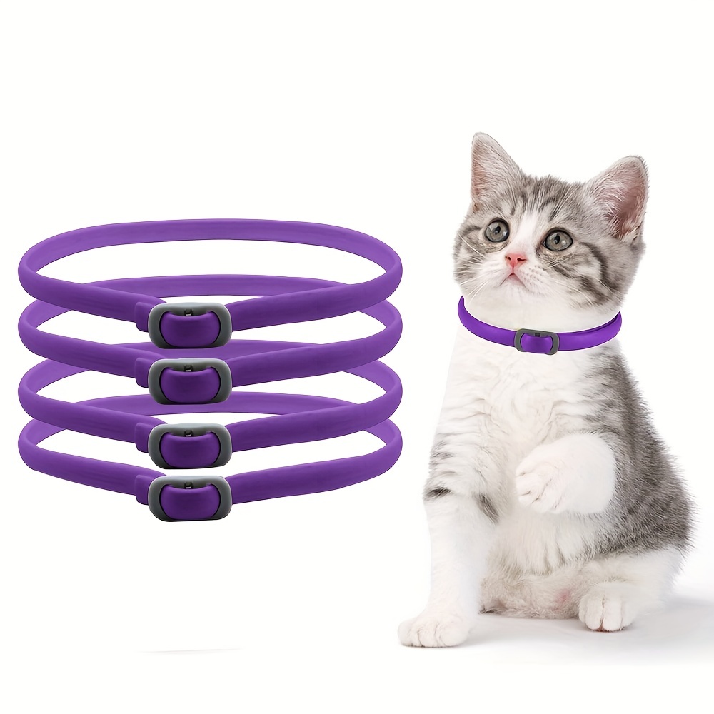 

4 Pack Calming Collar For Cats, Cat Pheromone Calming Collar Long-lasting 60 Days Efficient Stress, Adjustable Size Fit Kitten Kitty Help Comfortable Relaxed, Up To 15 Inches (purple)