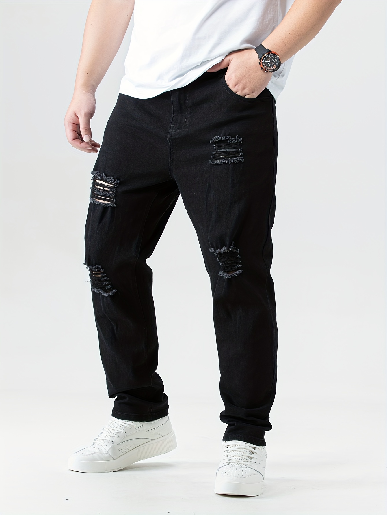 Embroidery Cotton Baggy Jeans Men's Casual Creative Street - Temu Canada