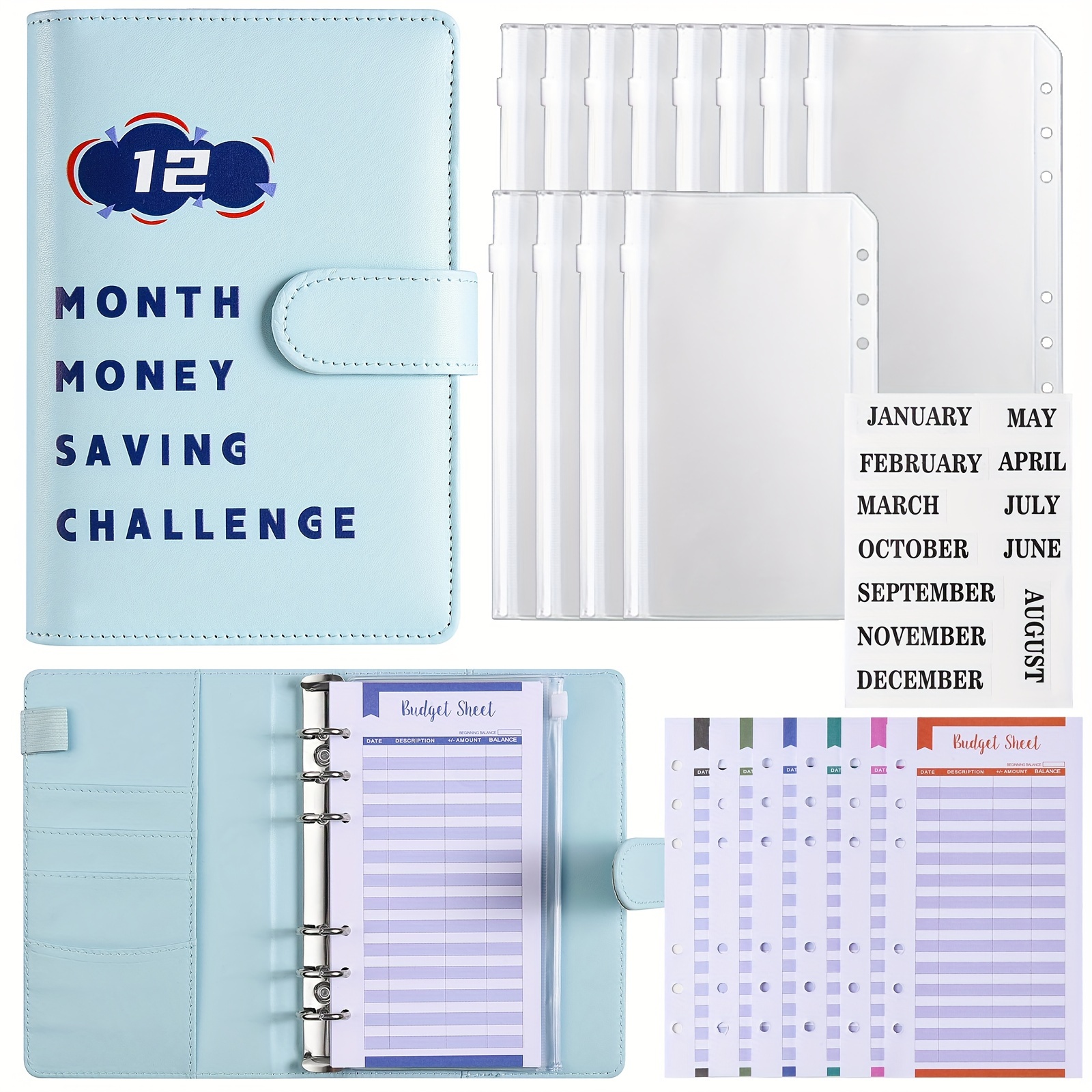 12 Month Money Saving Challenge Binder Budget Binder With - Temu
