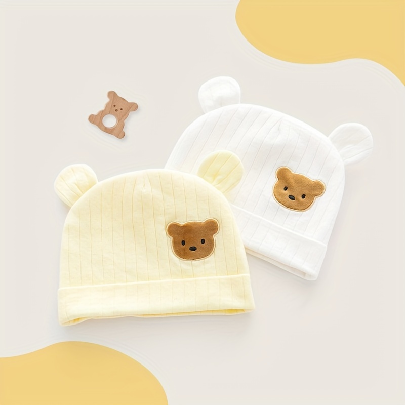 

1pc Boy's Infant Toddler Newborn Cotton Hat, Newborn Cute Bear Warm Pullover Hat