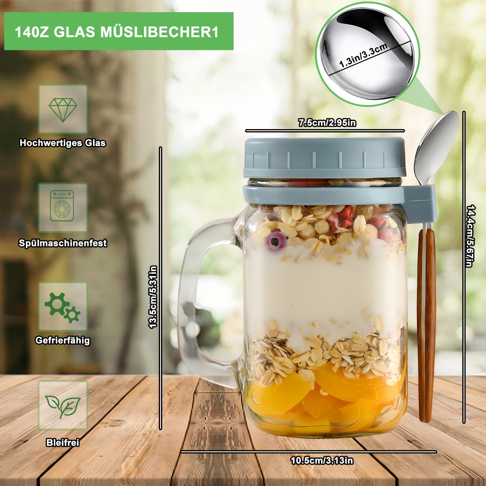 Overnight Oats Containers With Lids And Spoons, Overnight Oats Jar With  Handle, Food Storage Containers, For Yogurt, Oats, Salad And More, Home  Kitchen Accessories, With Free Cup Brush - Temu