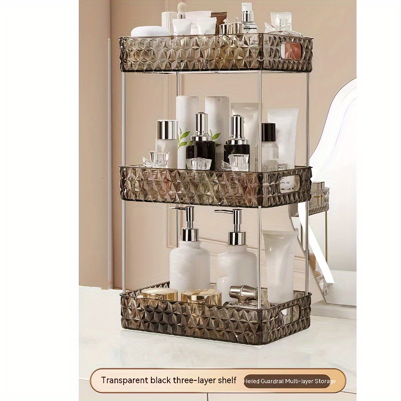 Kitchen under Sink Standing Rack Makeup Organizer for Lotion Perfume  Jewelry 3 Tier Clear 