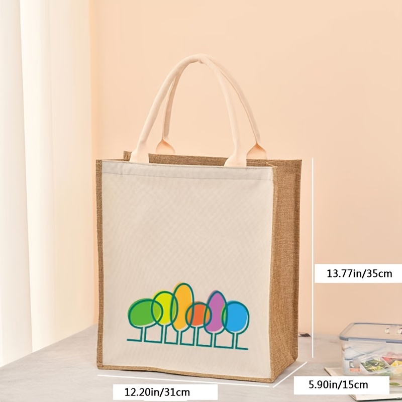 Large Capacity Linen Handbag Simple Solid Color Gift Bag - Temu