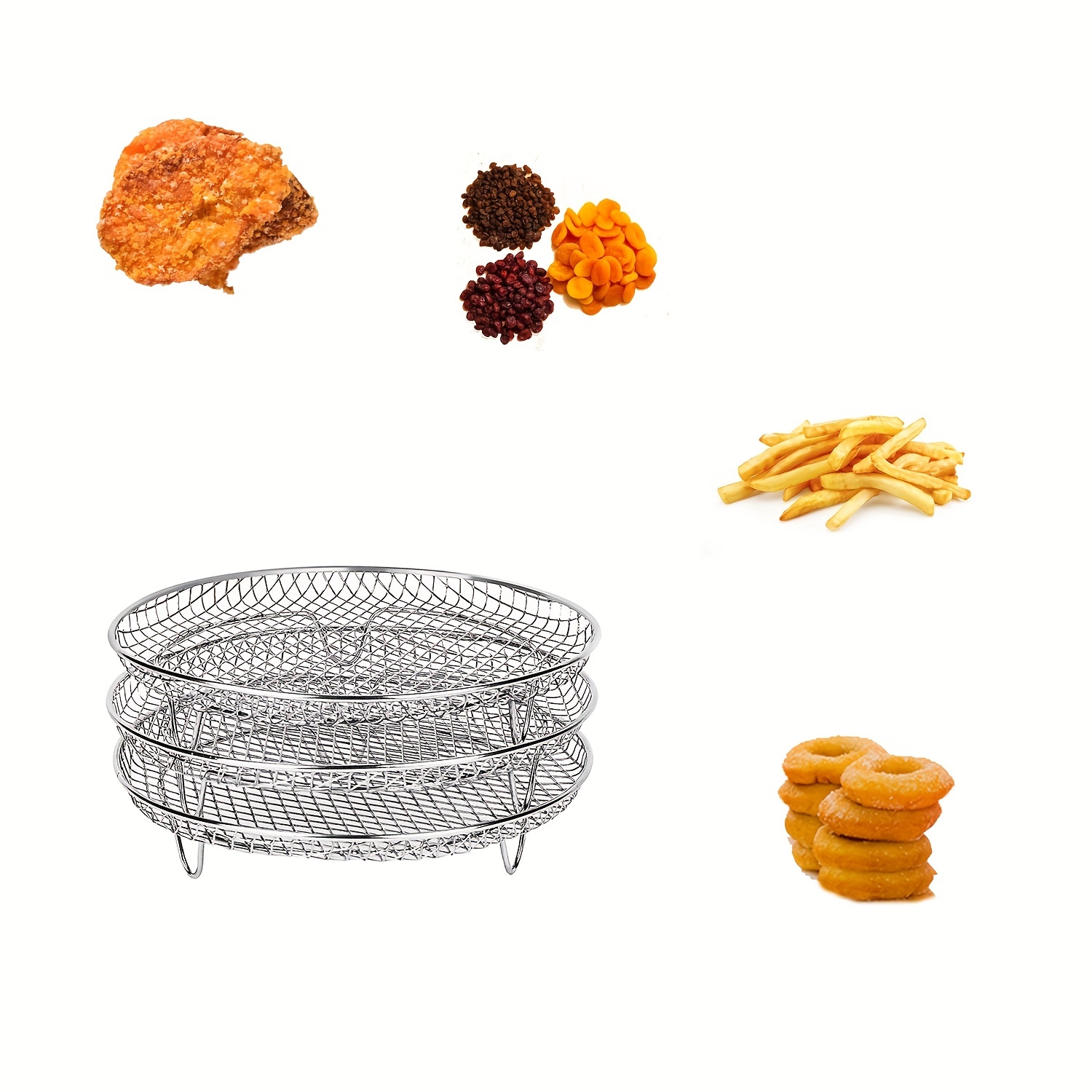 Stackable Air Fryer Rack Set - Multi-layer Stainless Steel