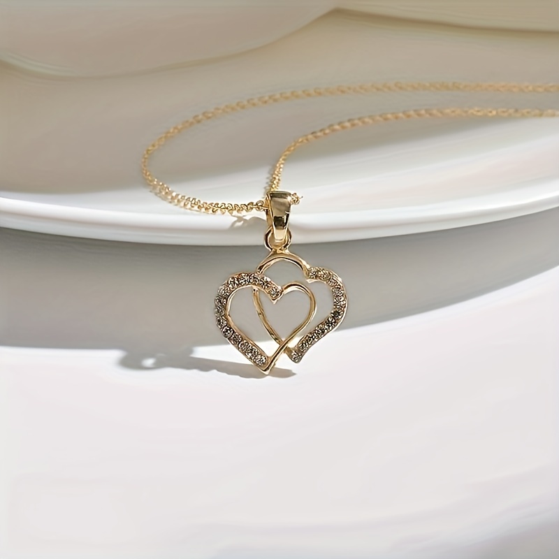 Simplistic Fashion Irregular Double Heart Pendant Lariat Necklace