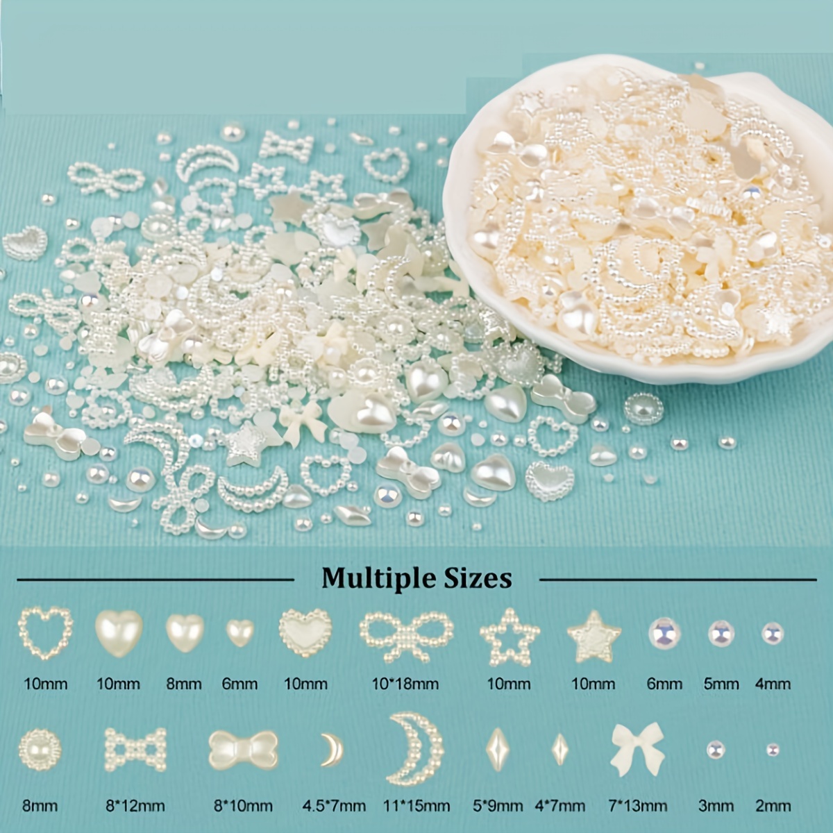 420PCS White Nail Pearl Heart Charms, Mixed Styles Flatback Assorted Pearl  Nail Charms Heart Beads 3D Cute Nail Art Charms Crafts Embellishments for