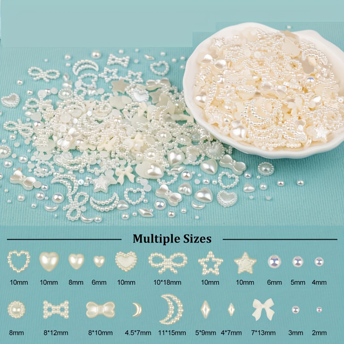 3d Multi Shapes Nail Charms And Flatback Pearls mix Styles - Temu