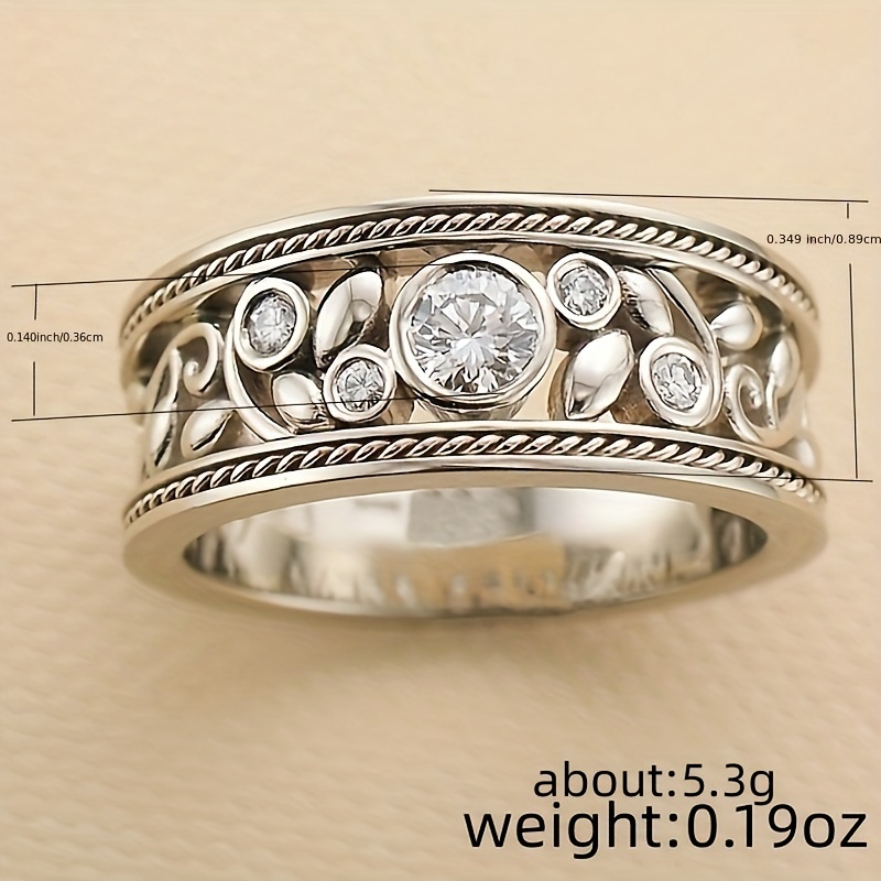 925 Silver Plated Zircon Ring, Wedding Engagement Gift