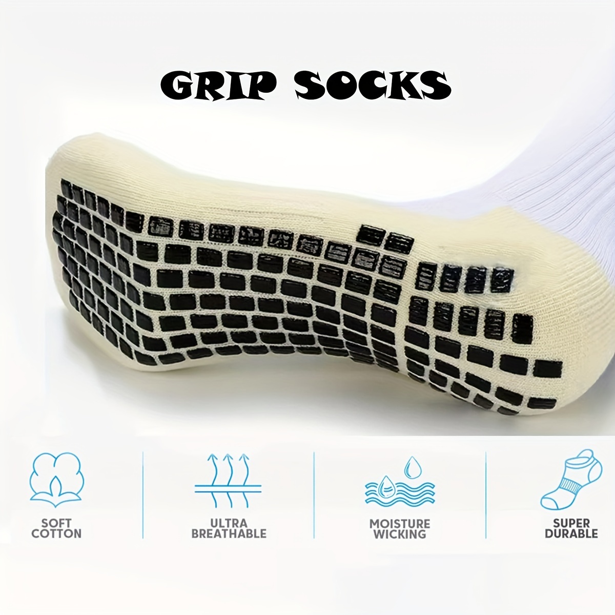 Men's Soccer Socks Non Skid Ball Socks Anti Slip Non Slip Grip Pads for  Football Grip Socks,white，G187890 