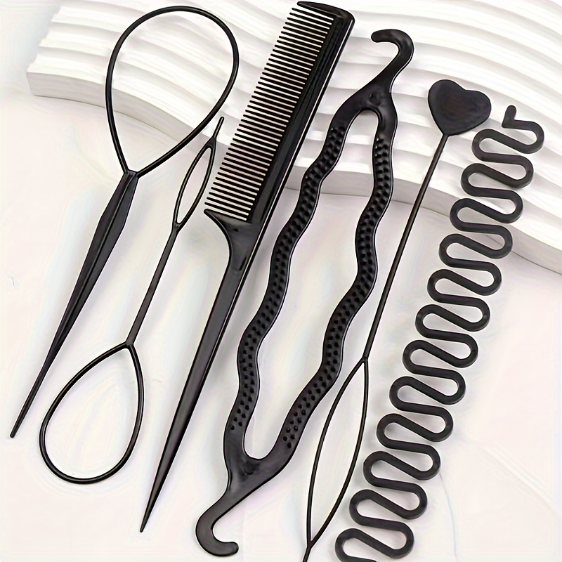 Plastic Black Hair Braiding Tools Set Hair Pulling - Temu