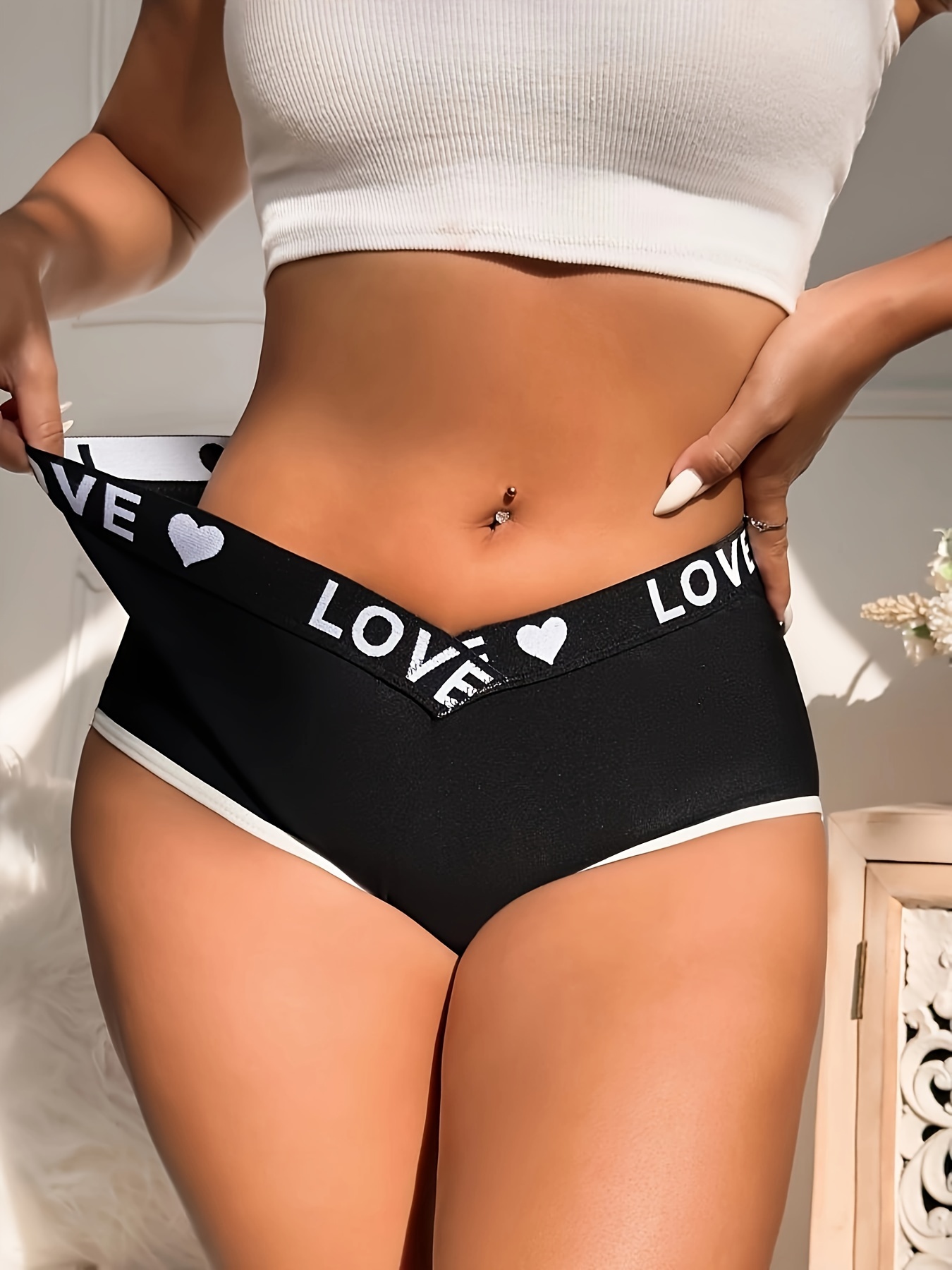 Letter Print Briefs Comfy Breathable Stretchy Intimates - Temu