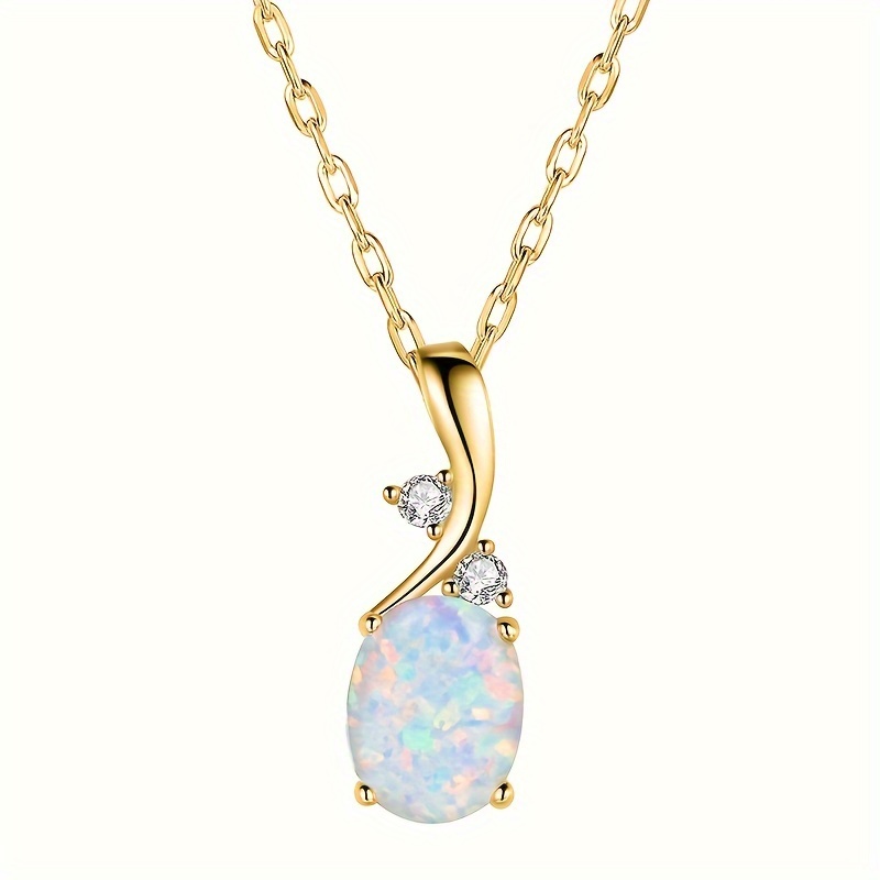 Image of A Must-have For Romantic And Elegant Women, This Sparkling, Colorful Opal Pendant Necklace Is A Gift And A Versatile Accessory.