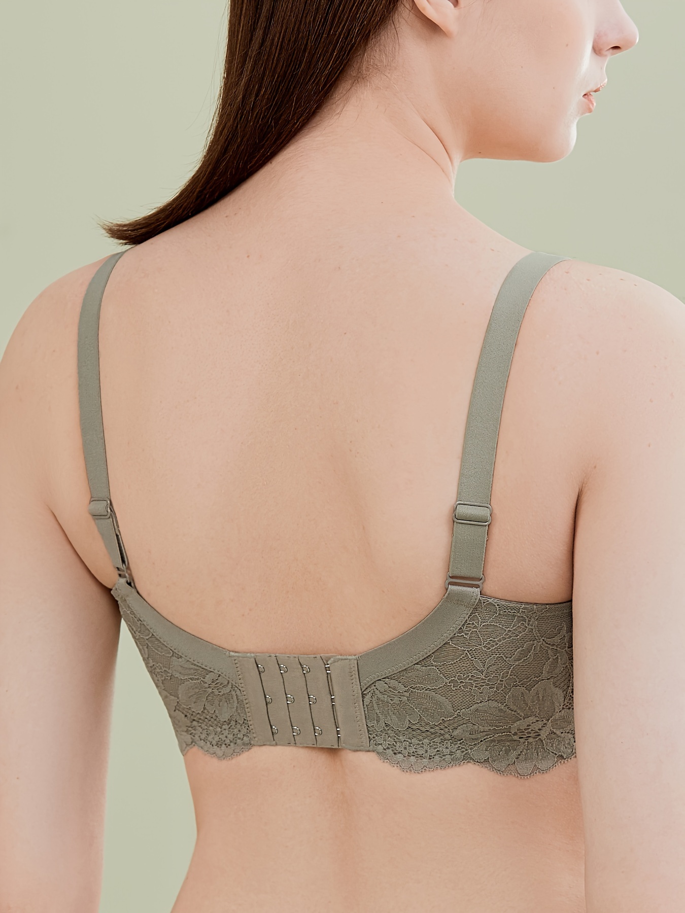 Simple Solid Floral Lace Underwire Bra Comfy Breathable Bow - Temu