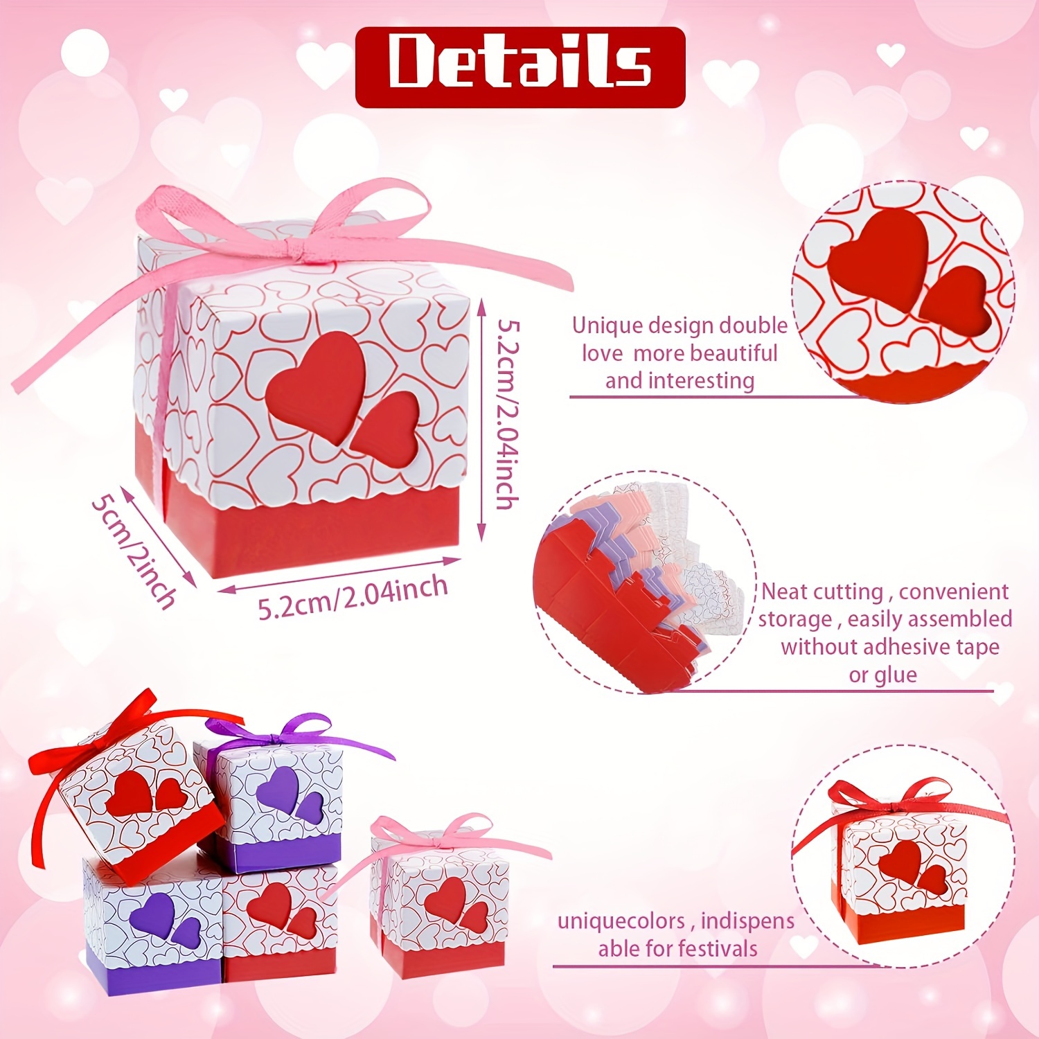 Red Valentine Cookie Gift Box with Heart Ribbon