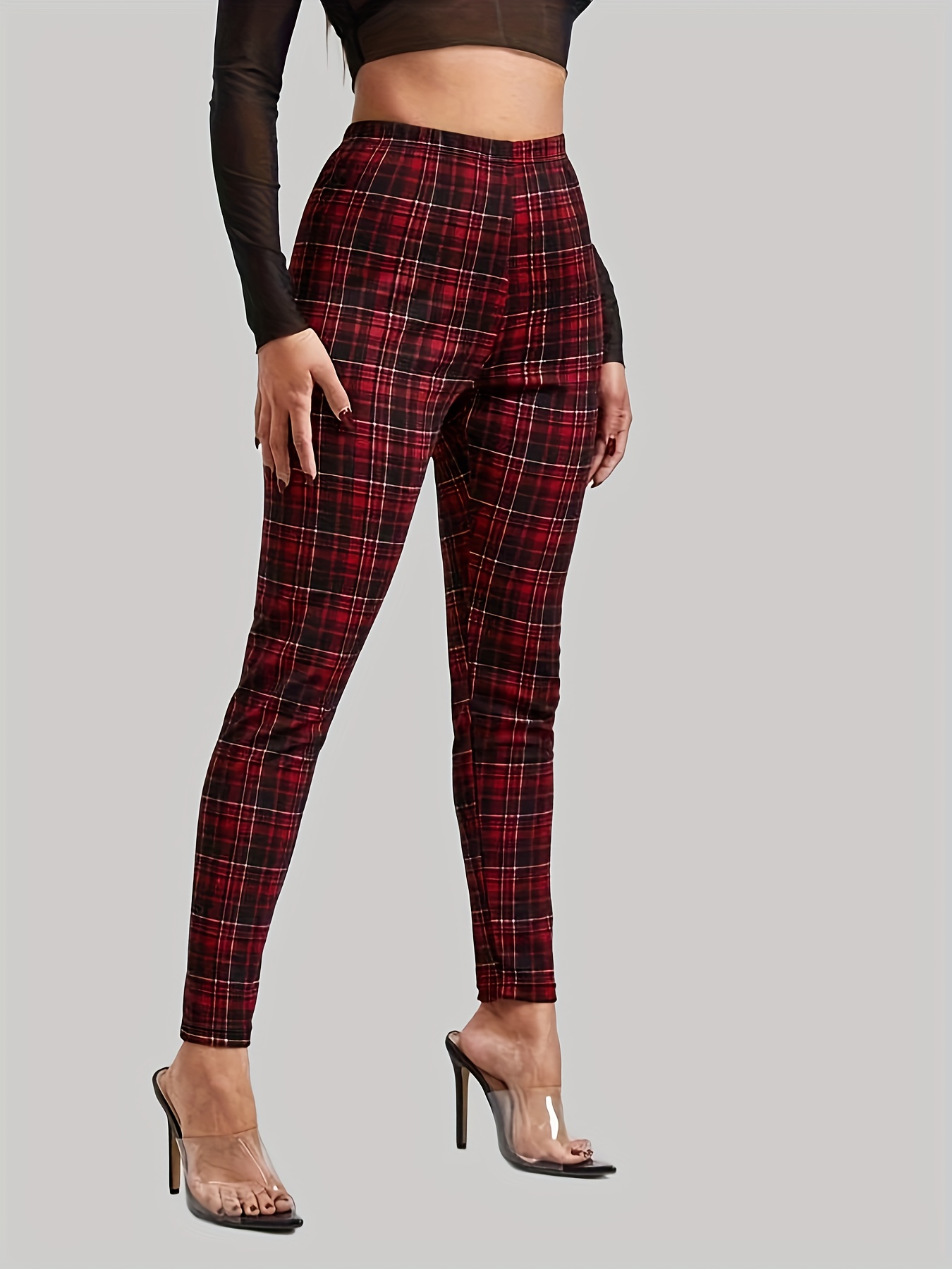 Plaid store skinny leggings