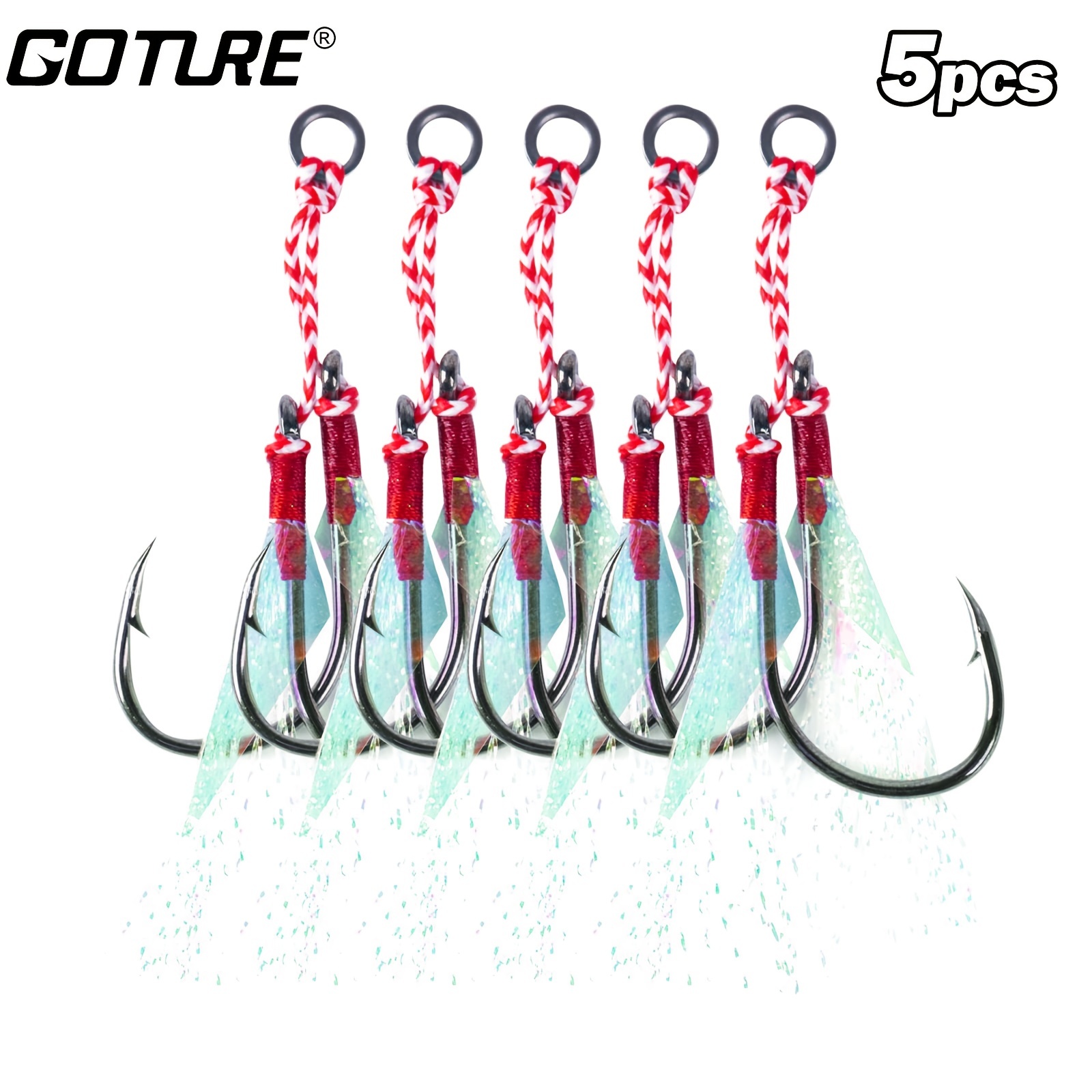 Generic 5packs Slow Jigging Twin Assist Hook Glow Saltwater Double Hooks  1/0 2/0 3/0 4/0 5/0 Fishhooks Fishing Tackle