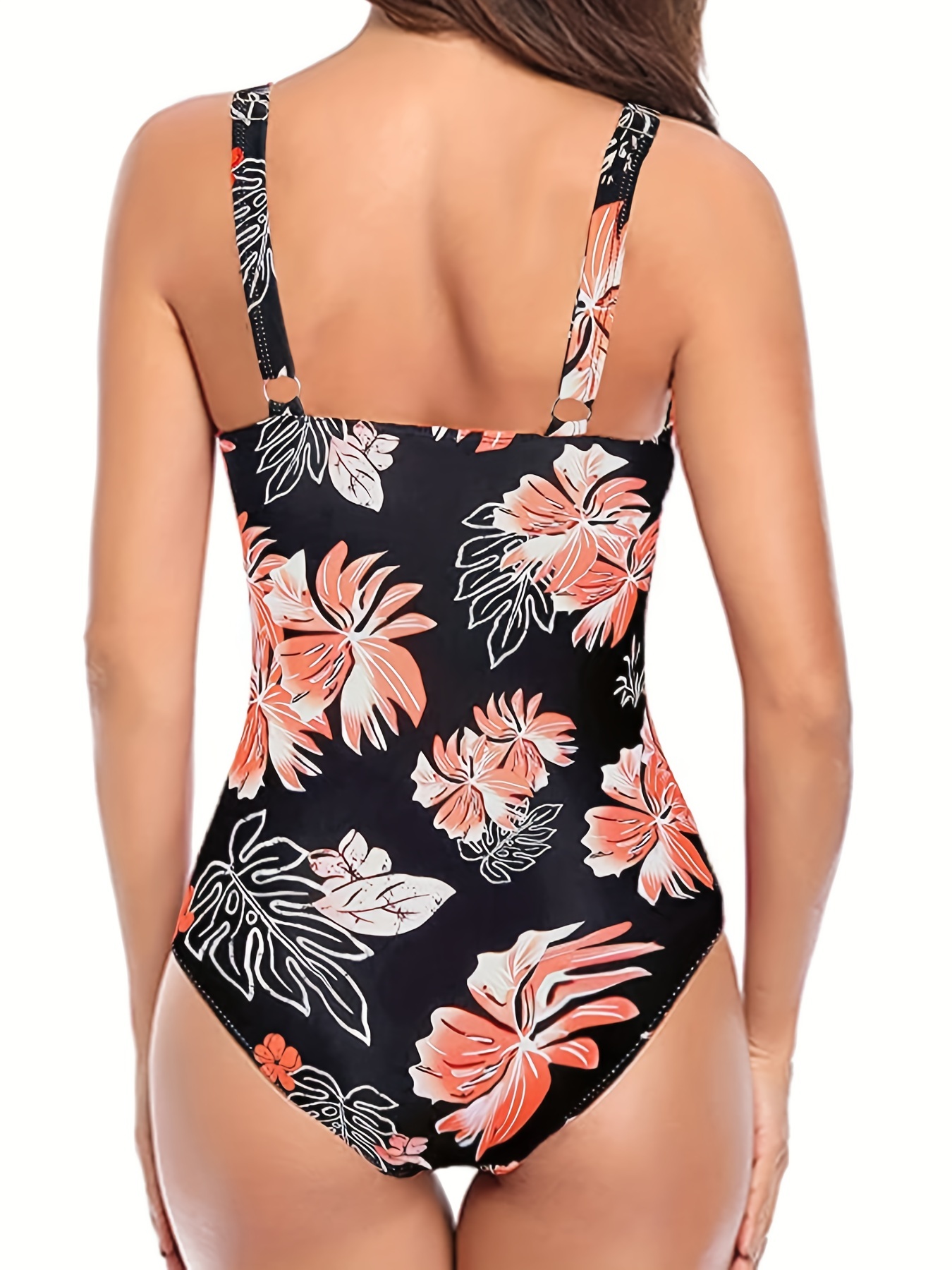 Flattering Curves One Piece Tummy Control Bathing Suit-Coral Pink