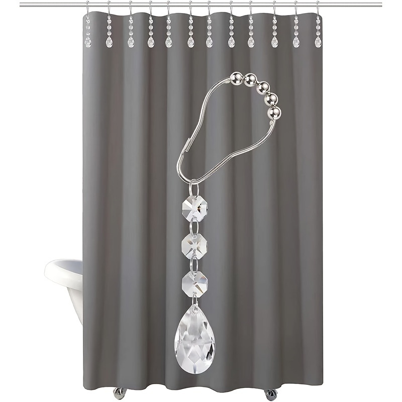 Shower Curtain Hook Crystal Drop Decorative Shower Curtain - Temu Canada