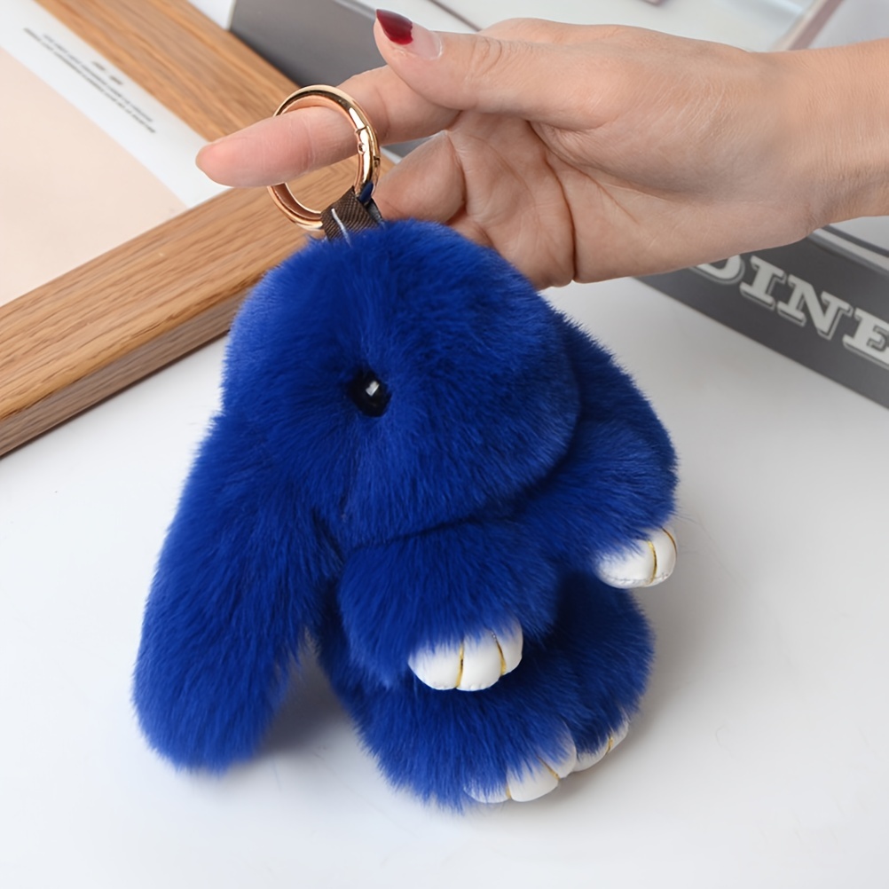 Plush rabbit keychain, rabbit fur keyring bag decoration