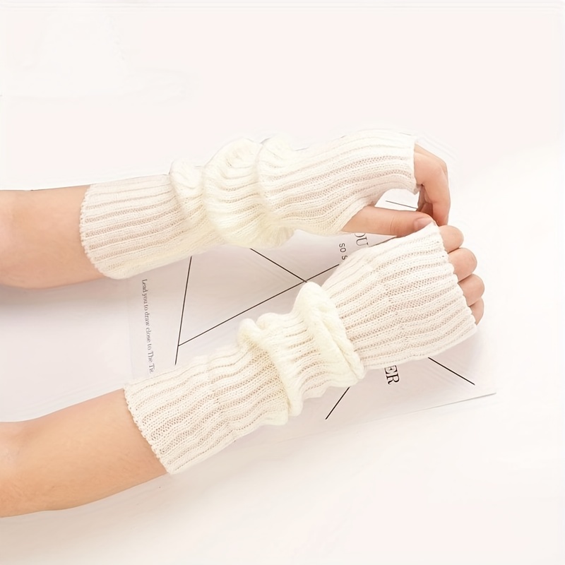 Guantes de mujer medio sin dedos elásticos de punto visón terciopelo  invierno calentador guantes suaves manoplas