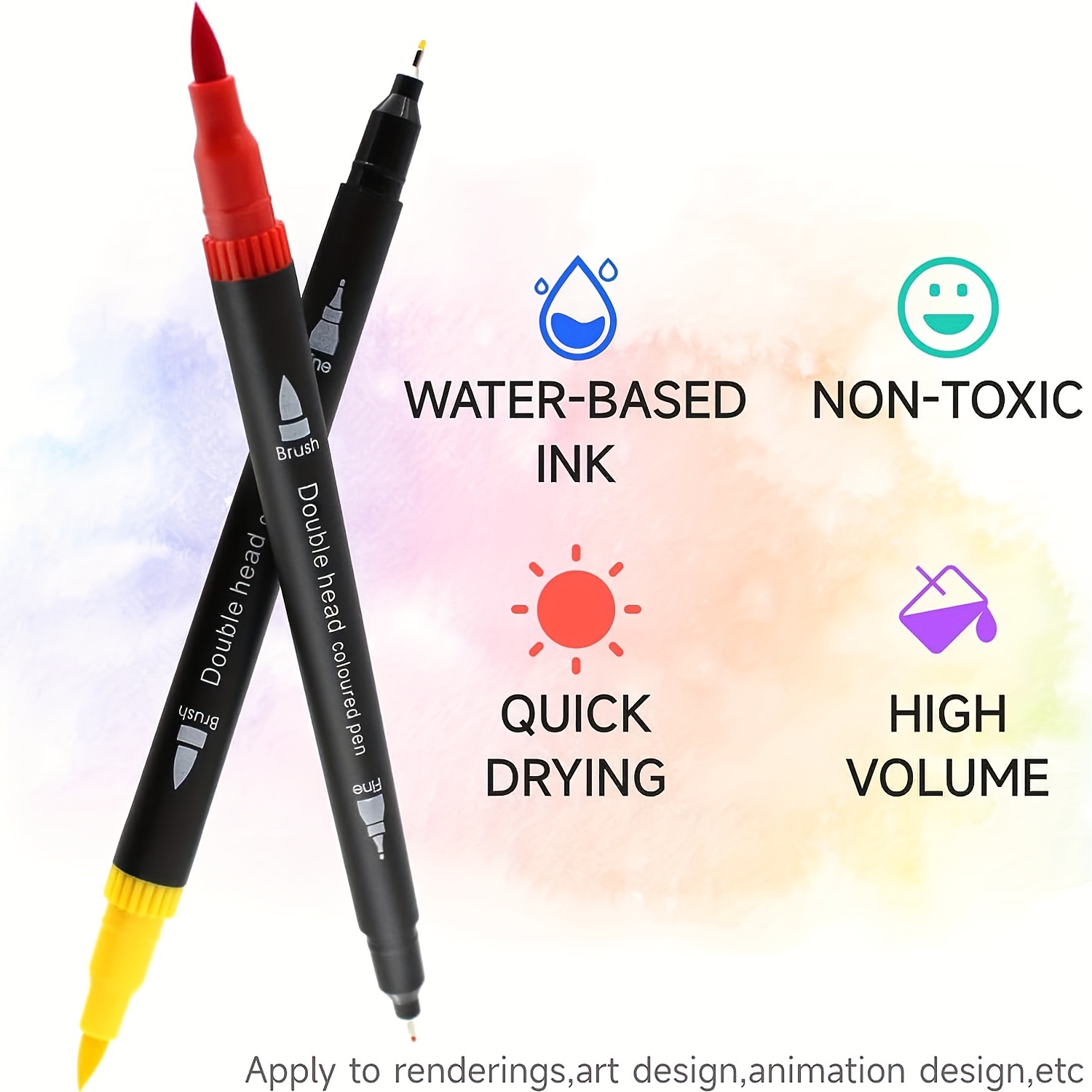 Double-headed Watercolor Pen, Kids Paintbrush 24/36 Colors Set, Soft-tip Marker  Pen Washable, Flexible Brush And Fine Line Pen Tip, Children's Student  Painting Tools - Temu Philippines