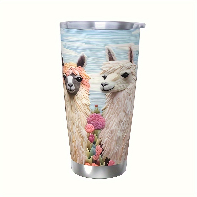 

1pc 20oz Alpaca Stainless Steel Tumbler Cup With Lid, Double Wall Vacuum Water Bottle Insulated Travel Coffee Mug Gifts For Relatives And Friend