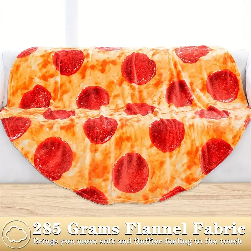 1pc Pizza Pattern Round Throw Blanket, Modern Fabric Throw Blanket For  Couch And Bed, All Season