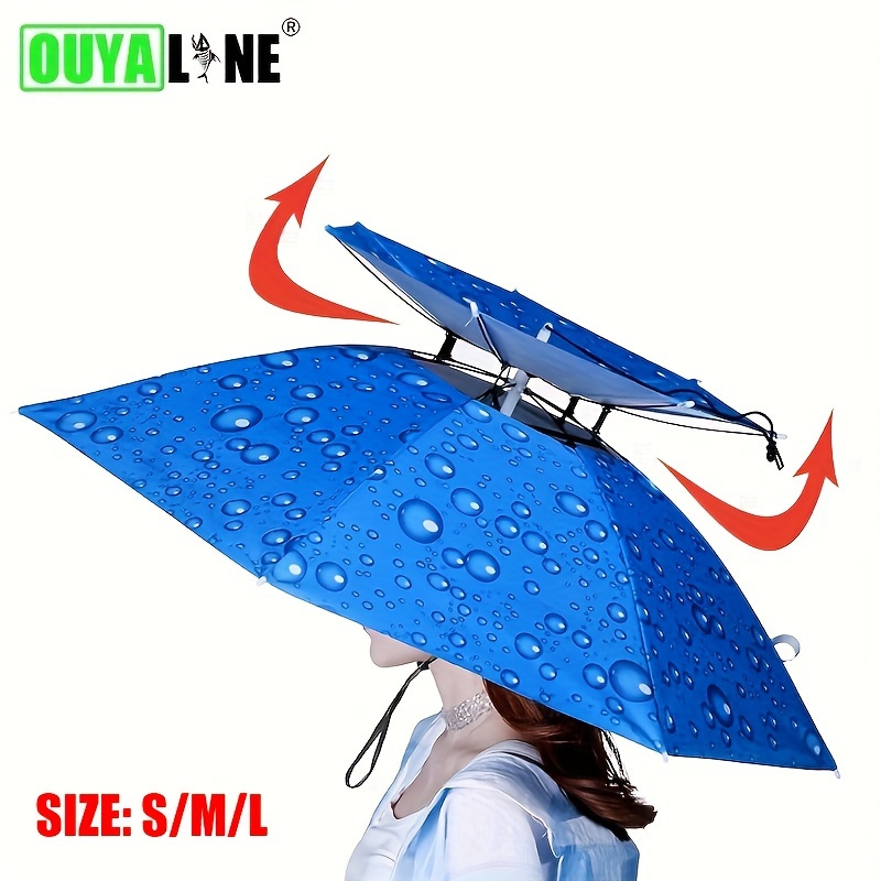 Head Mounted Outdoor Umbrella Hat Double-Layer Black Glue Rain