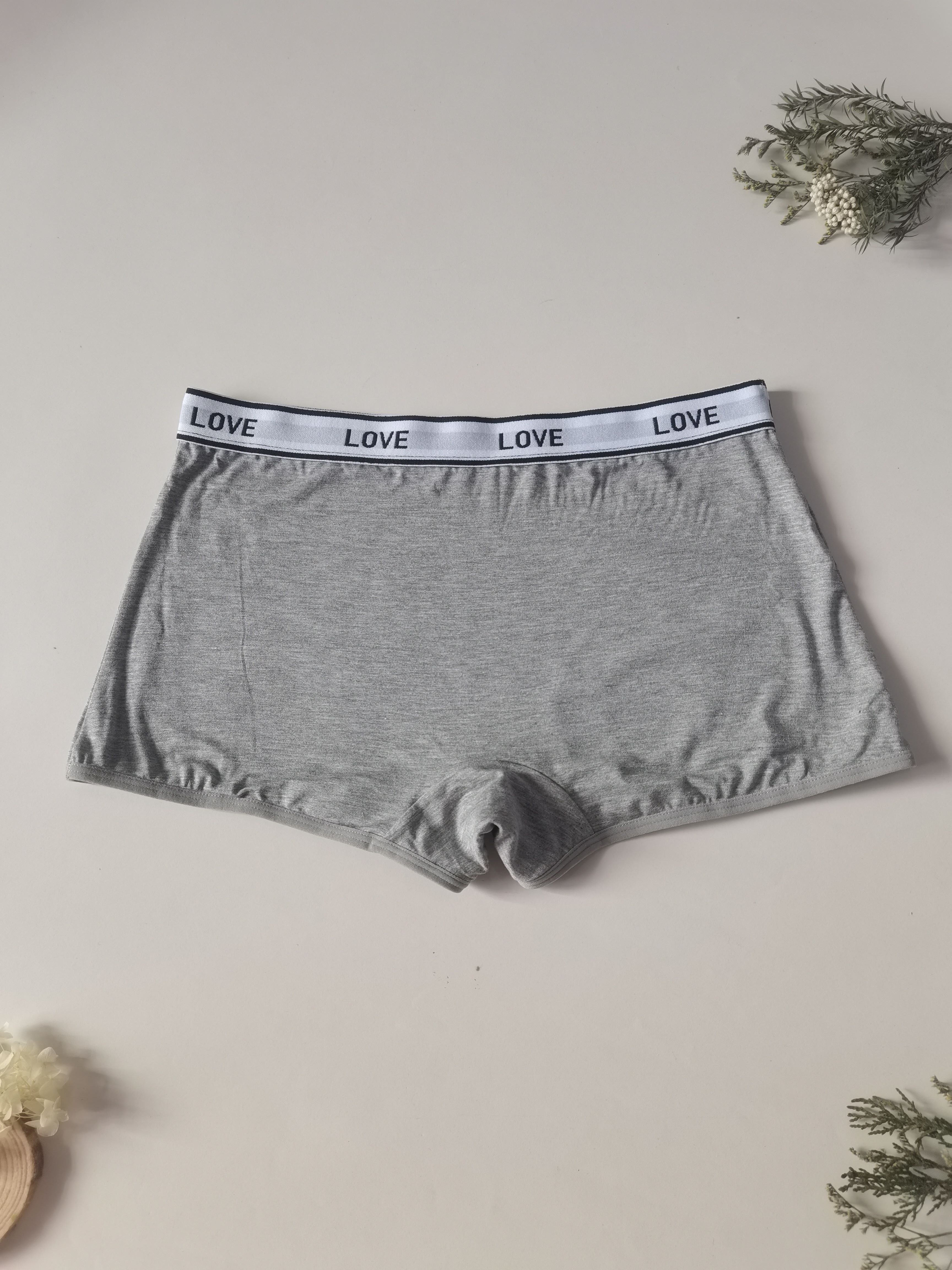 Letter Print Boyshort Panties Soft Comfortable Stretch - Temu