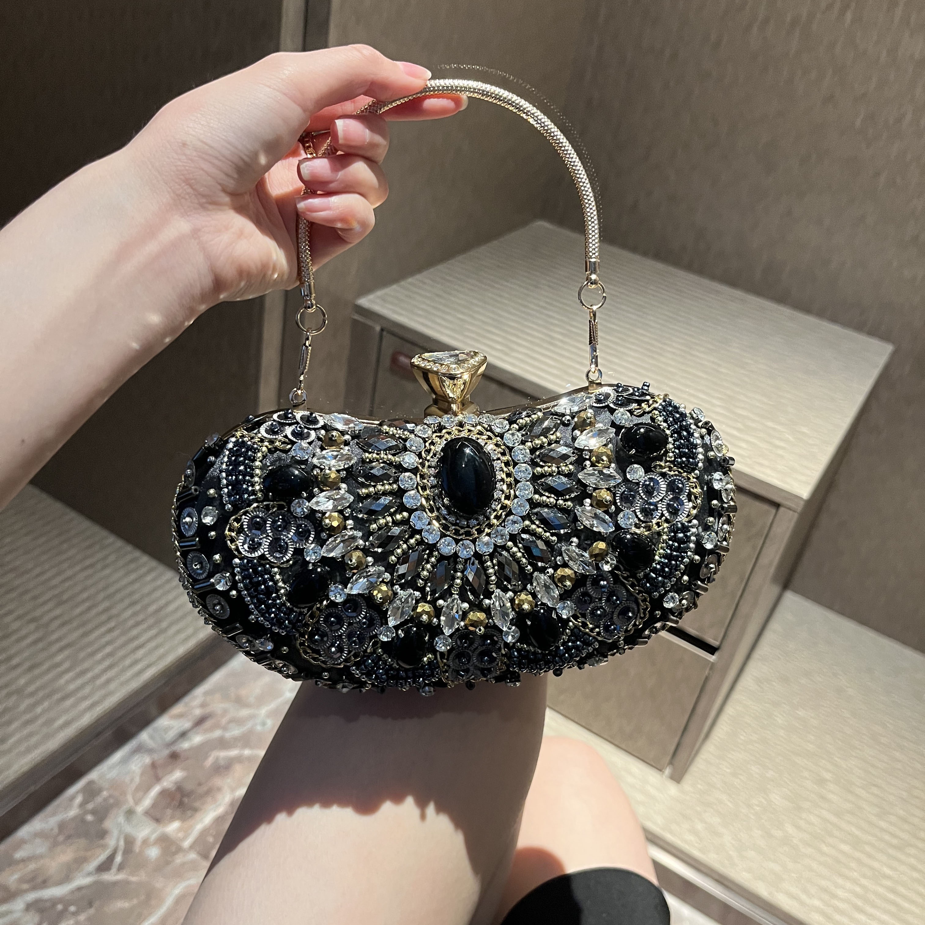 Beaded Sequin Evening Bag, Elegant Top Ring Clutch Purse, Women's Handbag  For Wedding Prom Party - Temu