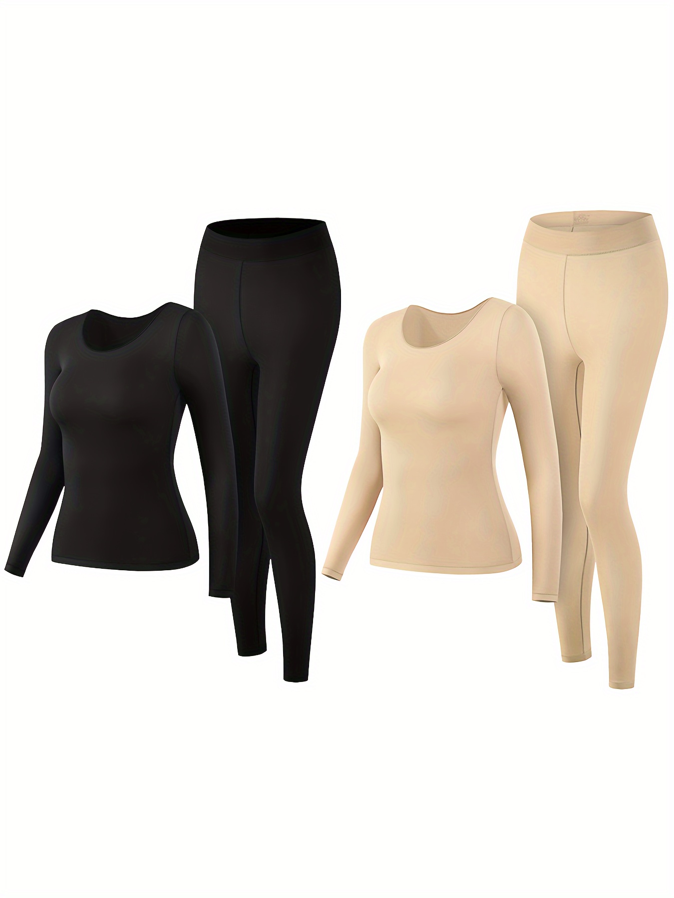 Womens Thermal Underwear Set Ultra Soft Crew Neck Long Sleeved