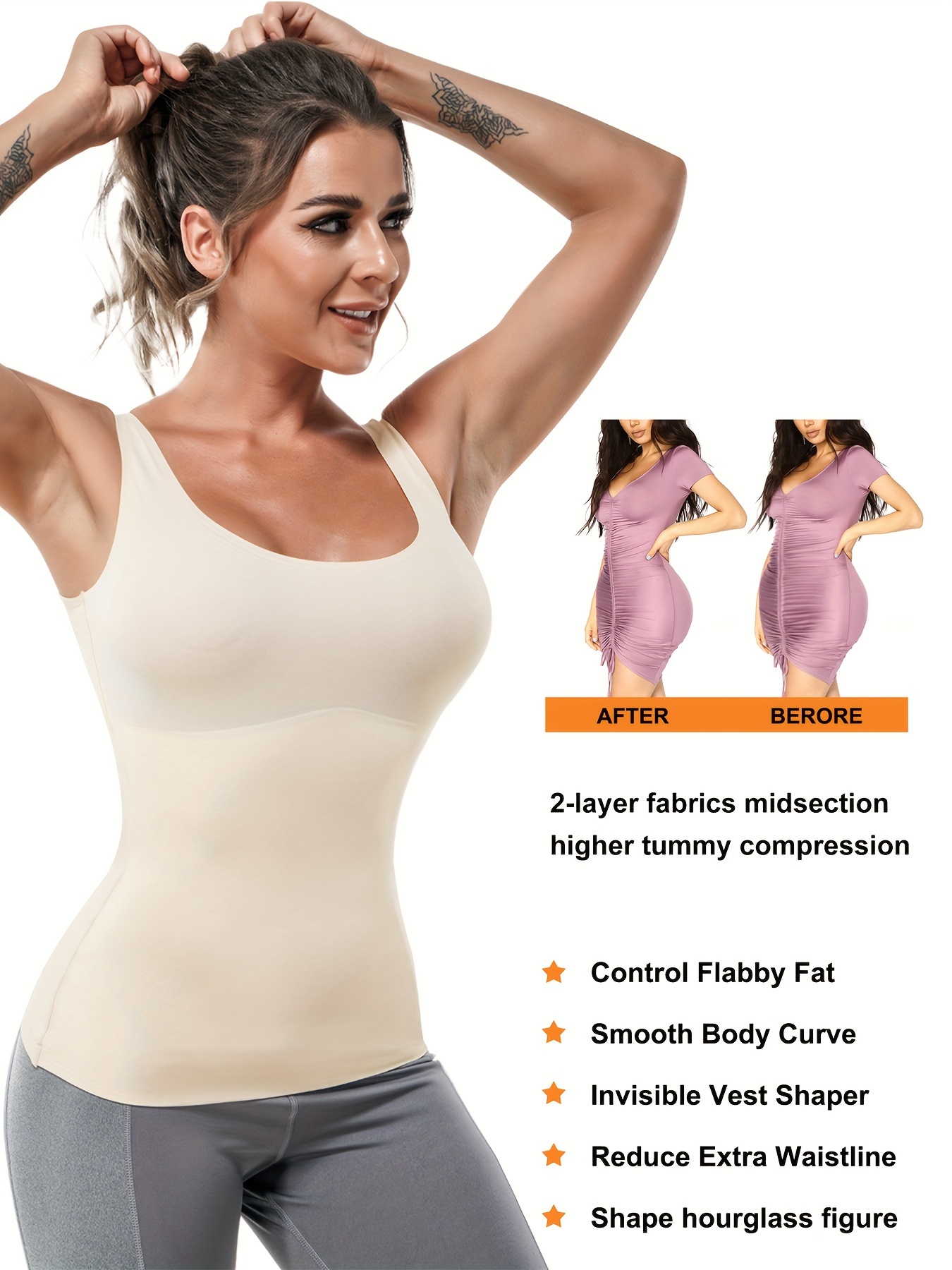 Women's Tummy Control Shaping Camisole Sports Tank Top - Temu Canada