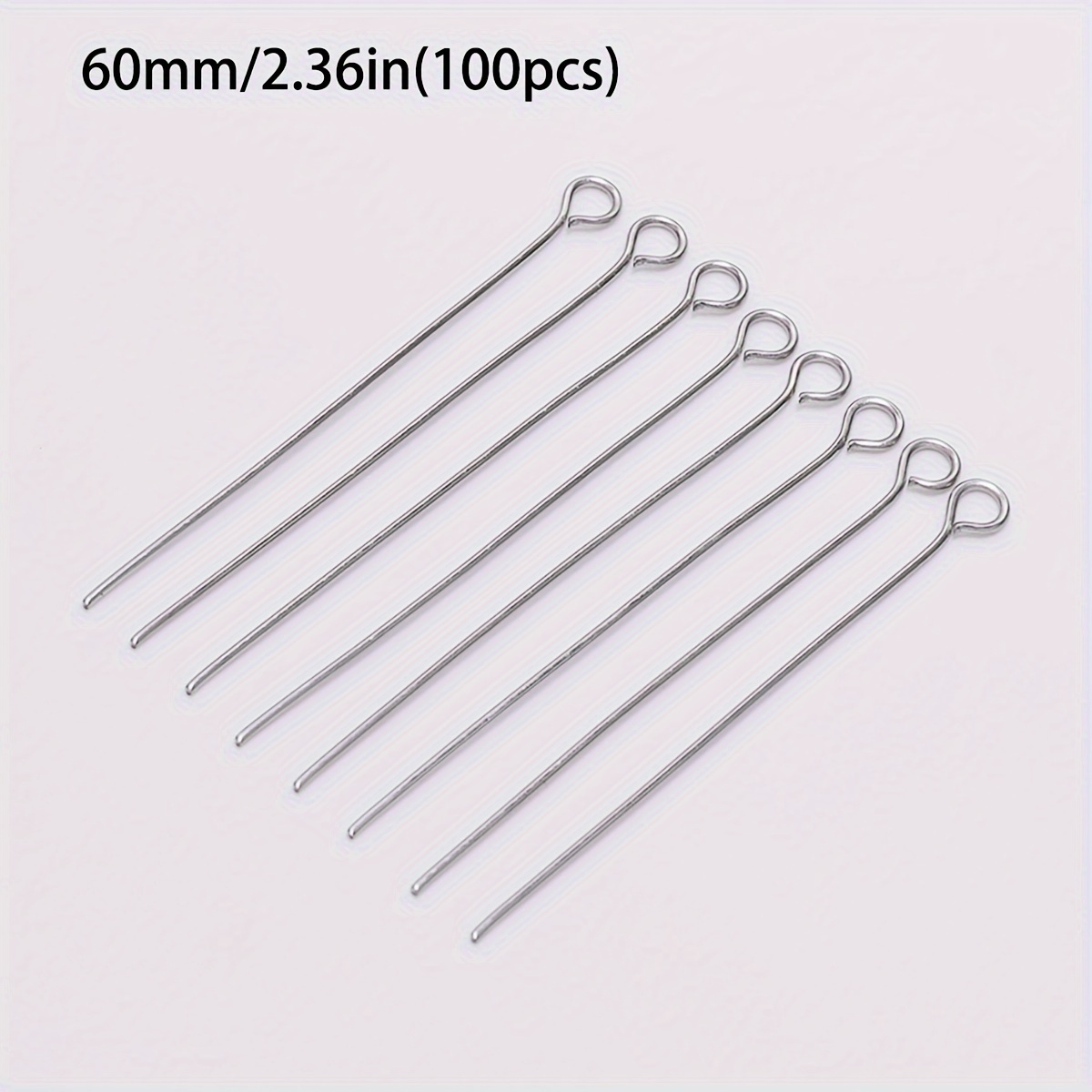 TEMU 100 piezas de accesorios para joyería DIY de 15mm a 70mm, material para abalorios, aguja de acero inoxidable de 9 , aguja de , accesorios