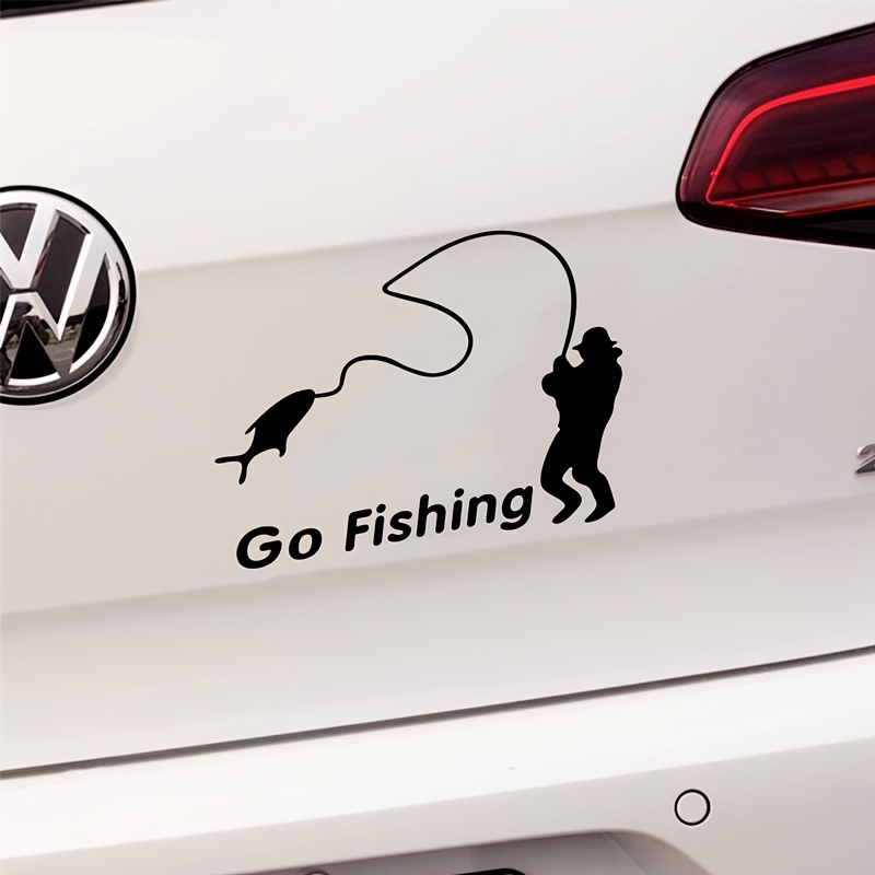 Go Fishing Sticker Car Sticker, Creative Car Door Window Bumper Stickers,  Waterproof Car Scratch Cover Stickers Decals For Cars Trucks * Decor