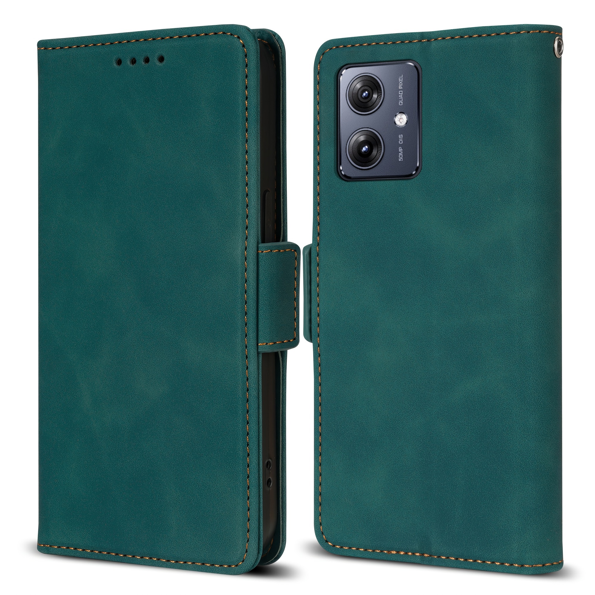 SolidColorLuxuryFauxLeatherFlipCoverPhoneCaseWithCardSlotBracketForMotorolaMOTOG22/G42/G52/G82/G71S/G62/E22/E32All-inclusiveFall-proofTPUProtectiveCover