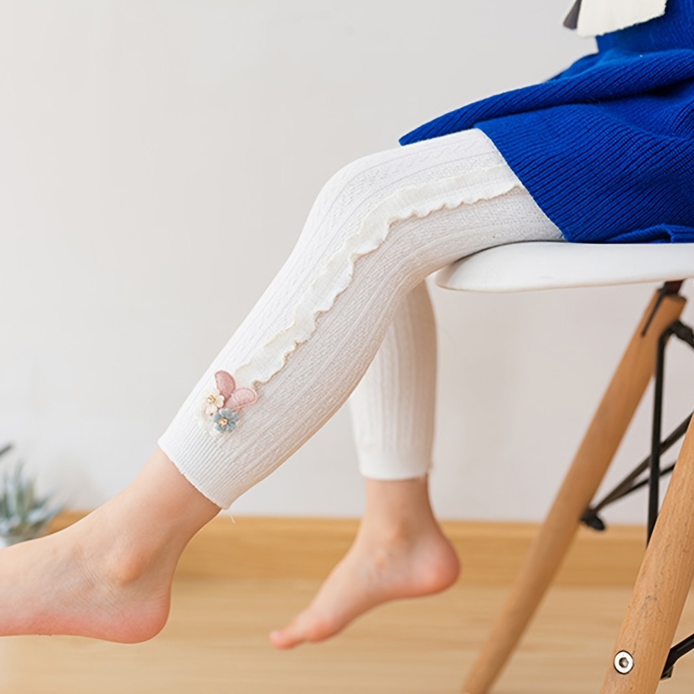 Girls Side Frill Trim Stretch Soft Knit Leggings Flower - Temu Canada